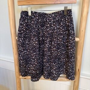 NWT LOFT Navy Blue Floral Tiered Mini Skirt Elastic Waist Ditsy Print XS